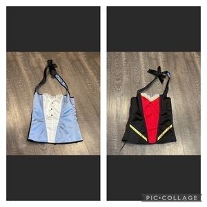 Reversible halter corset with two different styles  on each side